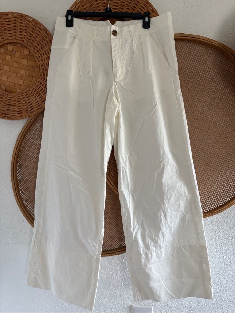 NWT FREE PEOPLE Wide-Leg Cream Trousers Pants size 10